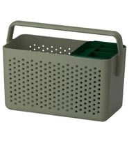 Bölmeli Saklama Sepeti Zeytin Yeşili MeridyenDukkan 35x17x25 cm Kulplu Banyo-Mutfak Düzenleme Kutusu