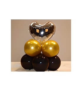 10 Adet/takım Gül Altın Gümüş Kalp Balon Seti