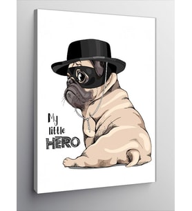Kanvas Tablo Şapkalı Sevimli Pug Köpek