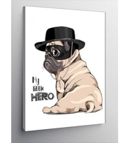 Kanvas Tablo Şapkalı Sevimli Pug Köpek