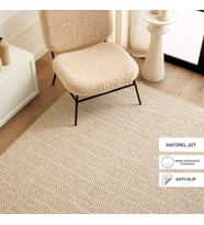 Ocean Home Textile Ekru Renk Karo Desenli Jüt Halı Kilim 160 x 230 cm (Model 3)