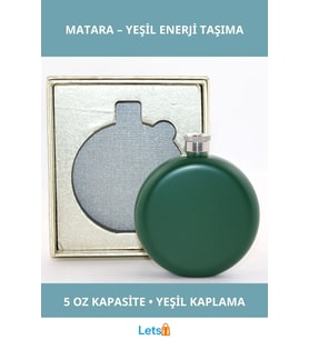 Paslanmaz Çelik Yuvarlak Matara 5 Oz Yeşil Renk