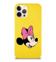Apple iPhone 12 Pro Soft Premier Kapak Minnie Mouse-A Tasarımlı Silikon Kılıf - Sarı (Şeffaf)