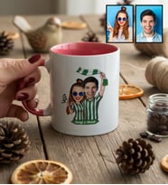 Kişiye Özel Karikatürlü Yeşil Beyaz Taraftar Sevgiliye Hediye Kupa Bardak Sevgililer Günü Hediyesi