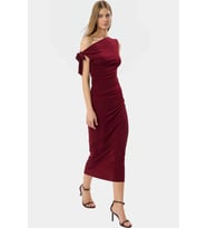 Kadın Maxi Örme Elbise Tek Omuzlu Asimetrik Yaka Şık Tasarım Modern Stil Dayanıklı Malzeme