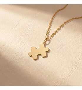 Kişiye Özel 925 Ayar Gümüş Minimal Puzzle Parçası Kolye (Gold)