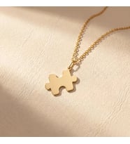 Kişiye Özel 925 Ayar Gümüş Minimal Puzzle Parçası Kolye (Gold)