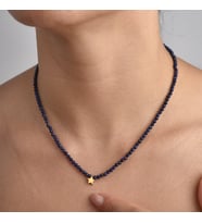 14 Ayar Altın Kaplama Lapis Lazuli Doğal Taşlı Yıldız  Gümüş Kolye - NGS00112