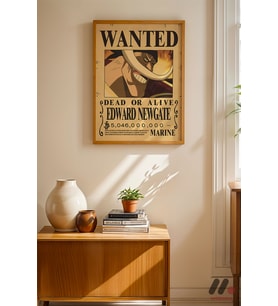One Piece Beyaz Sakal Wanted Poster, Ahşap Çerçeveli Duvar Tablosu - Anime Severlere