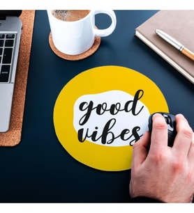 Good Vibes Tasarımlı Yuvarlak Mouse Pad 20 x 20 cm