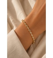 XUPING 14K GOLD RENK YUVARLAK TAŞLI MİNİMALİST BİLEKLİK 18+1CM ACR9730