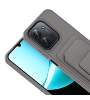 Redmi 15C Kılıf Kartlıklı ve Deri Dokulu Şık ApexWallet Premium Kapak RYC/Bikart (Gri)