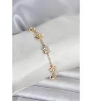 Pirinç Gold Renk Yıldız Model Zirkon Taşlı Kadın Bileklik 5886 - HPSBYI5424-7087