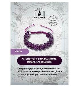 Ametist 8mm Çift Sıra Makrome Doğal Taş Bileklik