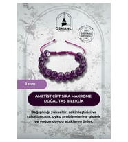 Ametist 8mm Çift Sıra Makrome Doğal Taş Bileklik
