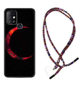 INFINIX Hot 8 9 10 11S Hot 10 Play 10T Kılıf Boyun Asklı Rasta Silikon Red Moons 1747
