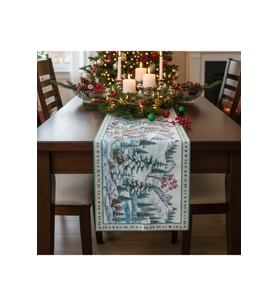 Yılbaşı Temalı Dijital Baskılı Runner Örtüsü Christmas 40x140 cm