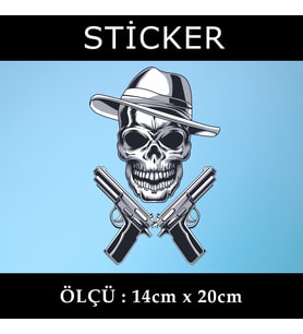 iskelet şapkalı silahşör etiket sticker - 2 adet çıkartma araba motosiklet kask atv tablet pc buzdolabı otomobil bilgisayar uyumlu