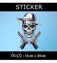 iskelet şapkalı silahşör etiket sticker - 2 adet çıkartma araba motosiklet kask atv tablet pc buzdolabı otomobil bilgisayar uyumlu