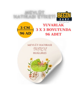 3 CM 4 CM 5 CM 6 CM MEVLÜT HATIRASI KİŞİYE ÖZEL KENDİNDEN YAPIŞKANLI ETİKET YUVARLAK 003