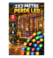 2x2 Metre Perde LED Işık – Taşınabilir, Pil ile Çalışan ve Su Geçirmez