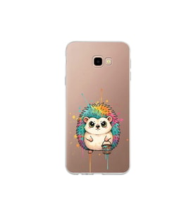 Samsung Galaxy J4+ Plus ile Uyumlu Splash Kirpi Tasarımlı Şeffaf Silikon Kılıf