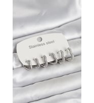 316L Çelik Gümüş Renk 6'lı Set Kalp Form Kadın Küpe 5886 - HPSBYI9577-2038