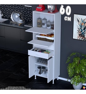 Eliusta Nexa 60 cm 2 Çekmece 4 Kapaklı Çok Amaçlı Mutfak, Bakliyat ve Kahve Köşesi Banyo Dolabı 60x181x32 cm