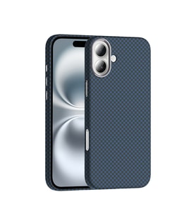 iPhone 16 Kılıf M-safe Şarj Özellikli Karbon Fiber Görünümlü Gros Kılıf Lacivert