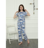 Akbeniz Kız Çocuk Penye Pijama Takım 20397 (Mavi)