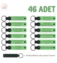 Çalışan Ailelere Özel Geliştirilen, 46'lı Set, Kurumsal Kimlikli Deri Anahtarlık, F Yeşil & Laci (Fıstık Yeşili)