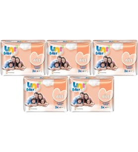 Uni Baby Islak Havlu Mendil Aile 52 Yaprak (15 Li Set) 780 Yaprak (5PK*3)