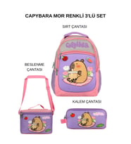Capybara İlkokul 3’lü Okul Çanta Seti – Mor & Pembe