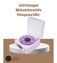 360° Sesli Kablosuz Hoparlör – Retro Tasarım ve Projektör Işığı