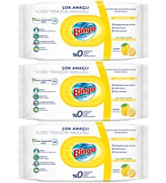 Bingo Clean Yüzey Temizlik Havlusu 96 Yaprak Limon Kokulu Plastik Kapaklı (3 Lü Set) 288 Yaprak