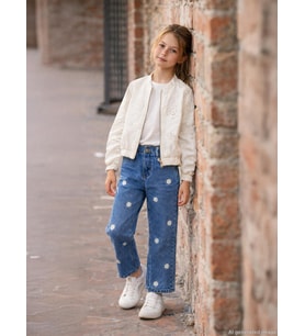 Civil Girls Papatya Nakışlı 6-9 Yaş Pantolon - Mavi