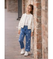 Civil Girls Papatya Nakışlı 6-9 Yaş Pantolon - Mavi