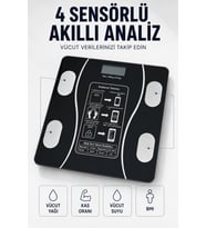 Bluetooth Akıllı Tartı 180 Kg Kapasiteli Vücut Yağ Kas Su BMI Analizli Cam Baskül