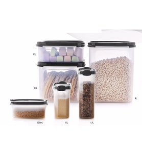 Tupperware 6 li  Çeyiz Oval  Saklama Set Siyah Kapak ESC