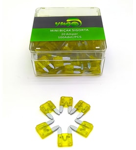 100 Adet 20 Amper Mini Bıçak Sigorta Yugo N11.522