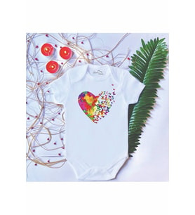 Unisex Bebek Baskılı Kalp Love %100 Pamuklu Çıtçıtlı Body Zıbın