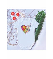 Unisex Bebek Baskılı Kalp Love %100 Pamuklu Çıtçıtlı Body Zıbın