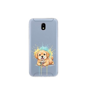 Samsung Galaxy J5 Pro ile Uyumlu Splash Köpek Tasarımlı Şeffaf Silikon Kılıf