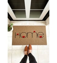 Kapı Önü Halı Paspas Renkli Kalp Home Desenli (Standart)