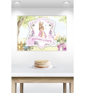 Pink Rabbit Pembe Tavşan Temalı Doğum Günü * Branda Afiş 50x70 cm