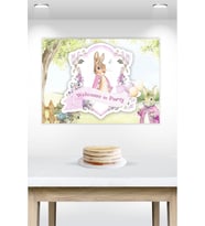 Pink Rabbit Pembe Tavşan Temalı Doğum Günü * Branda Afiş 50x70 cm