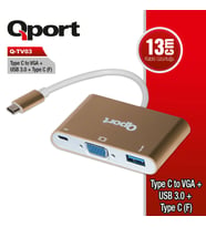 QPORT Q-TV03 TYPE-C TO VGA/USB/TYPE-C 1920x1080P ÇEVİRİCİ