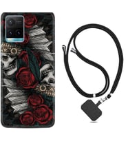Vivo Y11S Y21S Y20 Y20S Y70 Kılıf Boyun Askılı Silikon Skull Rose 1673