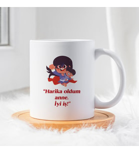 Anneler Gününe Özel Hediye Seramik Beyaz Kupa Bardak  1 Adet