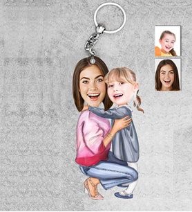 Kişiye Özel Anne Kız Ahşap Anahtarlık-4